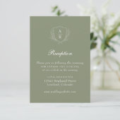 Sage Modern Simple Leaves Crest Weddenschappen Rec Informatiekaartje (Staand voorkant)