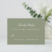 Sage Modern Simple Minimalist Elegant Wedding RSVP Kaartje (Staand voorkant)