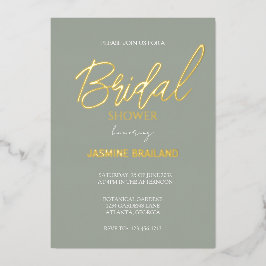 Sage Modern Simple Vrijgezellenfeest Gold Folie Uitnodiging