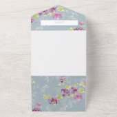 Sage Modern Waterverf Flower Wedding Invitation All In One Uitnodiging (Buitenkant)