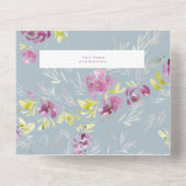 Sage Modern Waterverf Flower Wedding Invitation All In One Uitnodiging (Achterkant)