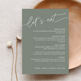 SAGE Moderne bruiloft menu 5x7 Kaart