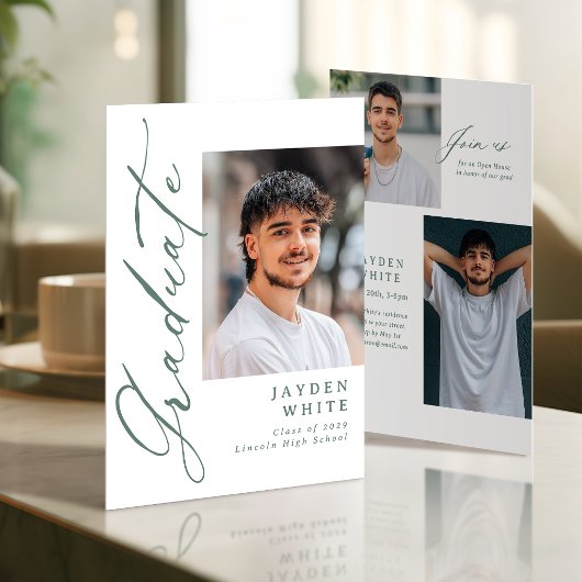 Sage Moderne Calligrafie Foto Afstuderen Kaart