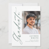 Sage Moderne Calligrafie Foto Afstuderen Kaart (Voorkant)