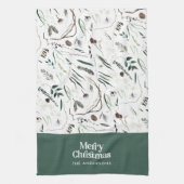 Sage moderne elegante waterverf botanische rustige theedoek (Verticaal)