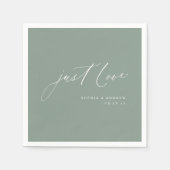 Sage moderne liefde script minimalistische bruilof servet (Voorkant)