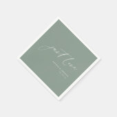 Sage moderne liefde script minimalistische bruilof servet (Hoek)