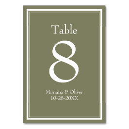 Sage Moderne Rand Minimalistische Trouwtafel Numme Kaart