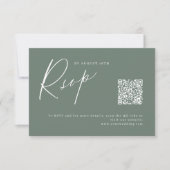 Sage moderne script minimalistische bruiloft QR-co RSVP Kaartje (Voorkant)