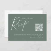 Sage moderne script minimalistische bruiloft QR-co RSVP Kaartje (Voorkant / Achterkant)
