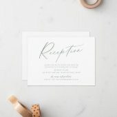 Sage moderne script minimalistische bruiloft recep notitiekaartje (Voorkant / Achterkant in situ)