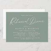 Sage moderne script minimalistische repetitie dine kaart (Voorkant / Achterkant)