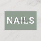 Sage Moderne Typografie Nail Artiest Visitekaartje (Voorkant)
