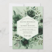 Sage Monochromatic Flora Wedding Kaart (Voorkant)