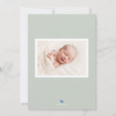 Sage Monogram Baby Geboorte Aankondiging Fotokaart (Achterkant)