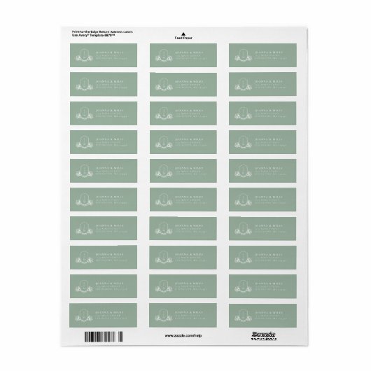 Sage Monogram Crest Return Address Label (Full Sheet)