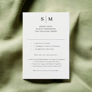 Sage Monogram Klassieke Huwelijk RSVP Kaartje