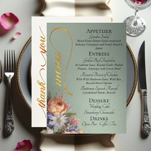 Sage - Monogram, Wilde Bloemen & Dank Je Menu