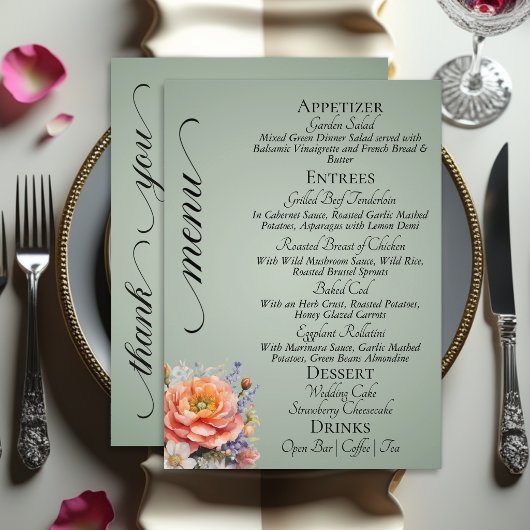 Sage - Monogram, Wilde Bloemen & Dank Je  Menu