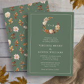 Sage Monogrammed Wedding Kaart