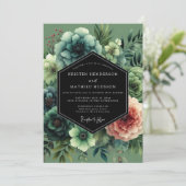 Sage Moody Botanical Wedding Kaart (Staand voorkant)