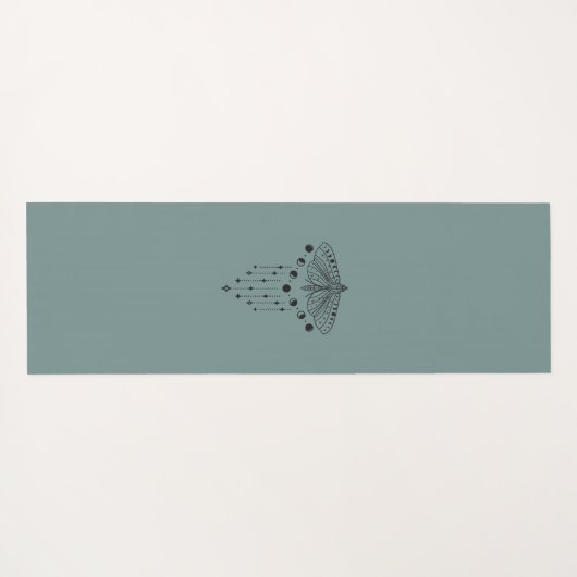 Sage Moon Phases Moth | Minimale Yoga Mat (Achterkant (horizontaal))