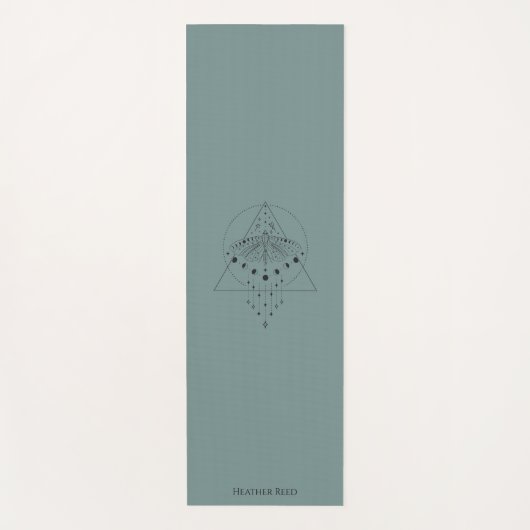 Sage Moon Phases Moth | Minimale Yoga Mat (Voorkant)