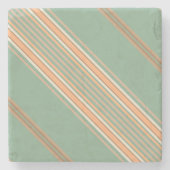 Sage Moss Green en Ecru, Stripes Square Onderzette Stenen Onderzetter (Voorkant)
