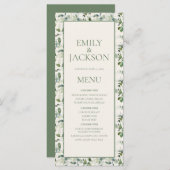 Sage Moss Green Leaves Cream Wedding Menu (Voorkant / Achterkant)