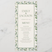 Sage Moss Green Leaves Cream Wedding Menu (Voorkant)