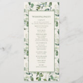 Sage Moss Green Leaves Cream Wedding Programme Programmakaart (Achterkant)