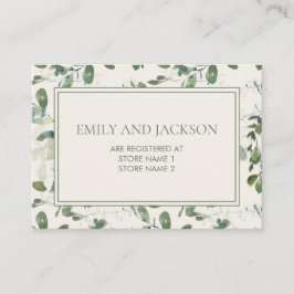 Sage Moss Green Leaves Cream Wedding Registry Informatiekaartje