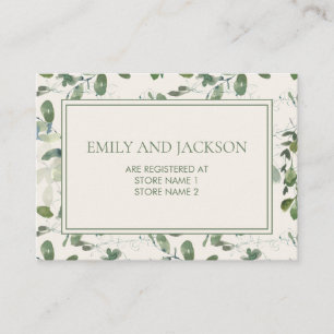 Sage Moss Green Leaves Cream Wedding Registry Informatiekaartje