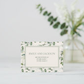 Sage Moss Green Leaves Cream Wedding Registry Informatiekaartje (Staand voorkant)