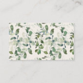 Sage Moss Green Leaves Cream Wedding Website Visitekaartje (Achterkant)