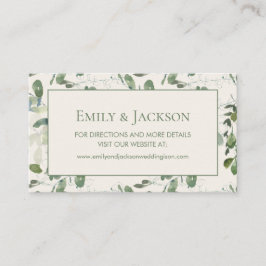 Sage Moss Green Leaves Cream Wedding Website Visitekaartje