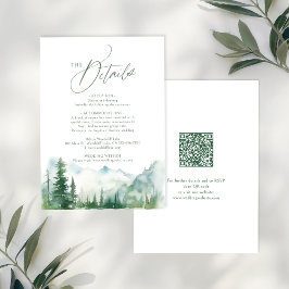 Sage Mountain Forest Rustic QR-code Details Notitiekaartje