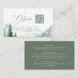 Sage Mountain Forest Rustic QR code Details Plaatskaartje