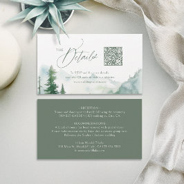 Sage Mountain Forest Rustic QR-code Details Plaatskaartje