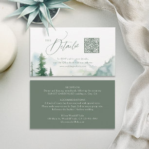 Sage Mountain Forest Rustic QR-code Details Plaatskaartje
