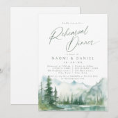 Sage Mountain Forest Rustic Rehearsal Dinner Kaart (Voorkant / Achterkant)