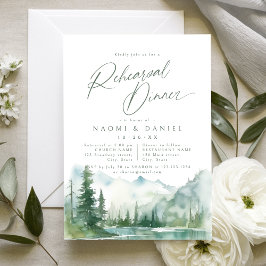 Sage Mountain Forest Rustic Rehearsal Dinner Kaart