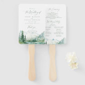 Sage Mountain Forest Rustic Wedding Programs Handwaaier (Voorkant en achterkant)