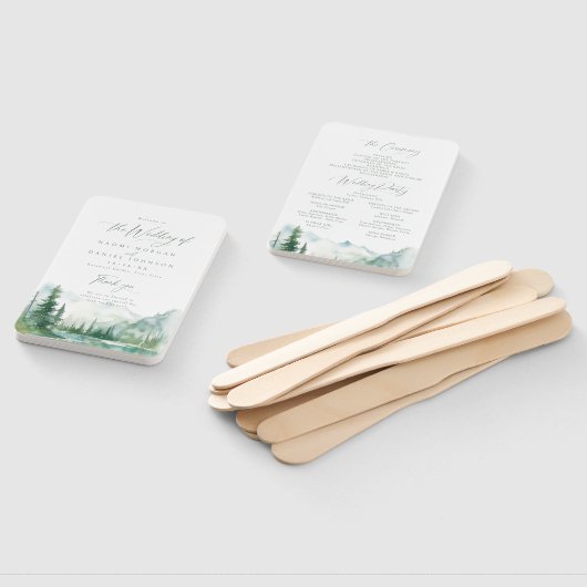 Sage Mountain Forest Rustic Wedding Programs Handwaaier (Niet-gemonteerd)
