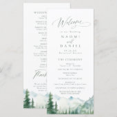 Sage Mountain Forest Rustic Wedding Programs Menu (Voorkant / Achterkant)
