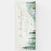 Sage Mountain Forest Rustieke Trouw Welkom Spandoek (Verticaal)