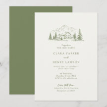 Sage Mountain Rustic Trouwuitnodiging