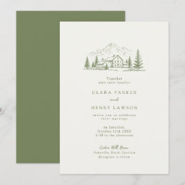 Sage Mountain Rustic Trouwuitnodiging Kaart