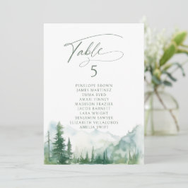 Sage Mountain table number seating chart Kaart