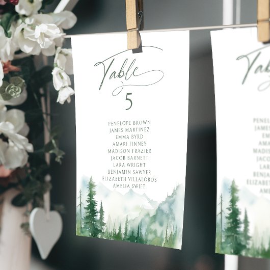 Sage Mountain tafel nummers zitplaatsen kaart